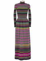 Metallic Striped Rib Knit Maxi Dress Dress arcadeshops.com