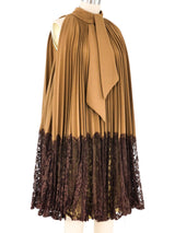 Lace Trimmed Pleated Swing Dress Dress arcadeshops.com