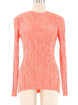 Mary McFadden Apricot Plisse Top Top arcadeshops.com