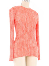 Mary McFadden Apricot Plisse Top Top arcadeshops.com