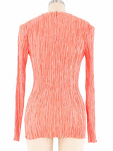 Mary McFadden Apricot Plisse Top Top arcadeshops.com