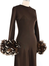 1970s Feather Trimmed Jumpsuit Jumpsuit arcadeshops.com