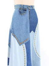 Love Melody Studded Denim Maxi Skirt Bottom arcadeshops.com