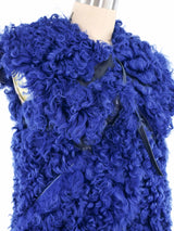 Cobalt Mongolian Fur Leather Trimmed Vest Jacket arcadeshops.com