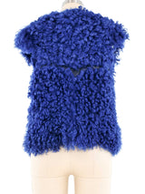 Cobalt Mongolian Fur Leather Trimmed Vest Jacket arcadeshops.com