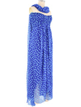 Oscar de la Renta Strapless Cobalt Polka Dot Gown Dress arcadeshops.com