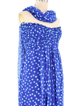 Oscar de la Renta Strapless Cobalt Polka Dot Gown Dress arcadeshops.com