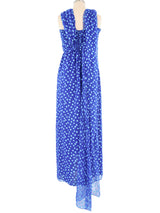 Oscar de la Renta Strapless Cobalt Polka Dot Gown Dress arcadeshops.com