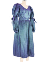 Adolfo Teal Metallic Puff Sleeve Ensemble Suit arcadeshops.com