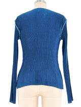 Issey Miyake Teal Plisse Pleat Long Sleeve Top Top arcadeshops.com