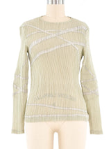 Issey Miyake Metallic Stripe Plisse Pleat Top Top arcadeshops.com