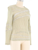 Issey Miyake Metallic Stripe Plisse Pleat Top Top arcadeshops.com
