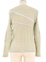 Issey Miyake Metallic Stripe Plisse Pleat Top Top arcadeshops.com