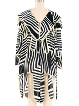 Graphic Striped Asymmetric Top Top arcadeshops.com