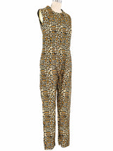1960s Metallic Leopard Brocade Jumpsuit Jumpsuit arcadeshops.com