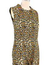 1960s Metallic Leopard Brocade Jumpsuit Jumpsuit arcadeshops.com