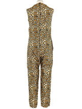1960s Metallic Leopard Brocade Jumpsuit Jumpsuit arcadeshops.com