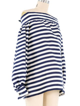 Oscar de la Renta Striped Off The Shoulder Top Top arcadeshops.com