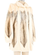 White Mink Striped Fur Coat Outerwear arcadeshops.com