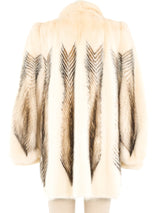 White Mink Striped Fur Coat Outerwear arcadeshops.com