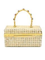 Woven Metal Minaudiere Handle Bag Accessory arcadeshops.com