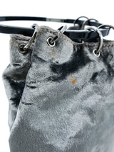 1999 Gucci Silver Velvet Ring Handle Bag Accessory arcadeshops.com