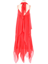 1969 Bill Blass Red Chiffon Dress Dress arcadeshops.com