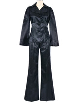 Black Satin Pantsuit Suit arcadeshops.com