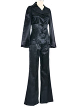 Black Satin Pantsuit Suit arcadeshops.com
