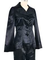 Black Satin Pantsuit Suit arcadeshops.com