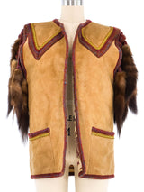 Knit Trim Suede Tassel Vest Jacket arcadeshops.com