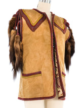 Knit Trim Suede Tassel Vest Jacket arcadeshops.com