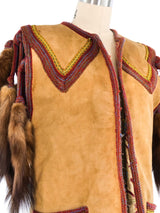 Knit Trim Suede Tassel Vest Jacket arcadeshops.com