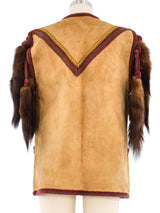 Knit Trim Suede Tassel Vest Jacket arcadeshops.com