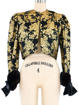 Gold Brocade Fur Trim Jacket Jacket arcadeshops.com