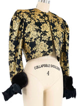 Gold Brocade Fur Trim Jacket Jacket arcadeshops.com