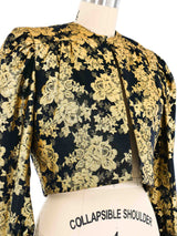 Gold Brocade Fur Trim Jacket Jacket arcadeshops.com