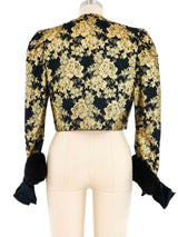 Gold Brocade Fur Trim Jacket Jacket arcadeshops.com