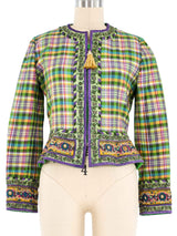 Oscar de la Renta Quilted Plaid Embellished Jacket Jacket arcadeshops.com