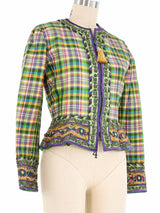 Oscar de la Renta Quilted Plaid Embellished Jacket Jacket arcadeshops.com