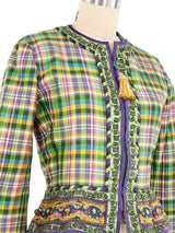 Oscar de la Renta Quilted Plaid Embellished Jacket Jacket arcadeshops.com