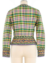 Oscar de la Renta Quilted Plaid Embellished Jacket Jacket arcadeshops.com
