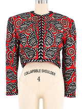 St. Martin Red Beaded Silk Jacket Jacket arcadeshops.com