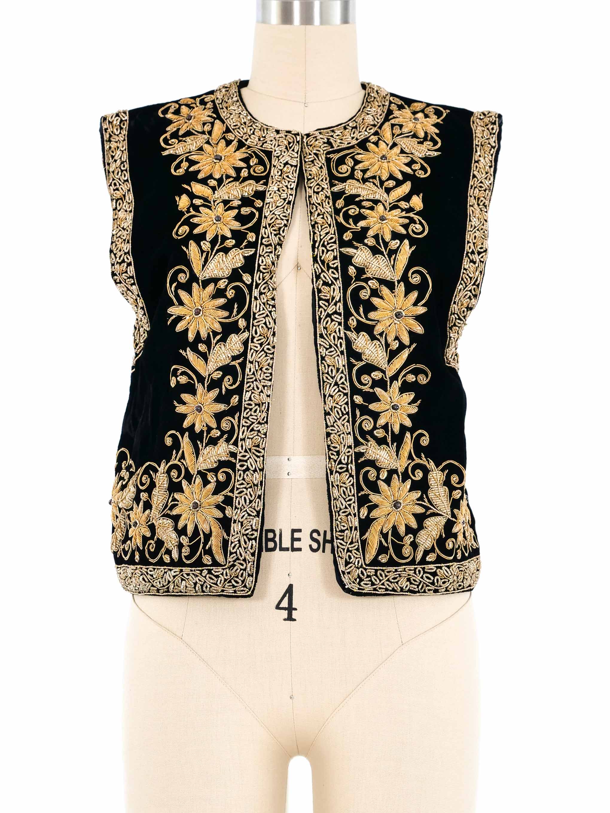 Black Velvet Metallic Embellished Vest