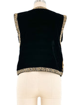 Black Velvet Metallic Embellished Vest Jacket arcadeshops.com
