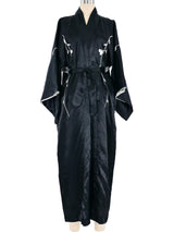 Black Embroidered Floral Silk Kimono Jacket arcadeshops.com