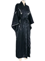 Black Embroidered Floral Silk Kimono Jacket arcadeshops.com