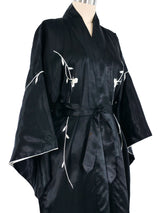 Black Embroidered Floral Silk Kimono Jacket arcadeshops.com