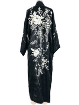 Black Embroidered Floral Silk Kimono Jacket arcadeshops.com