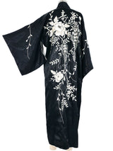 Black Embroidered Floral Silk Kimono Jacket arcadeshops.com